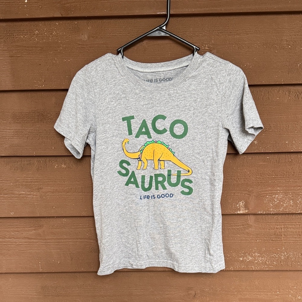 Life Is Good Kids Gray Tacosaurus Tee size XL